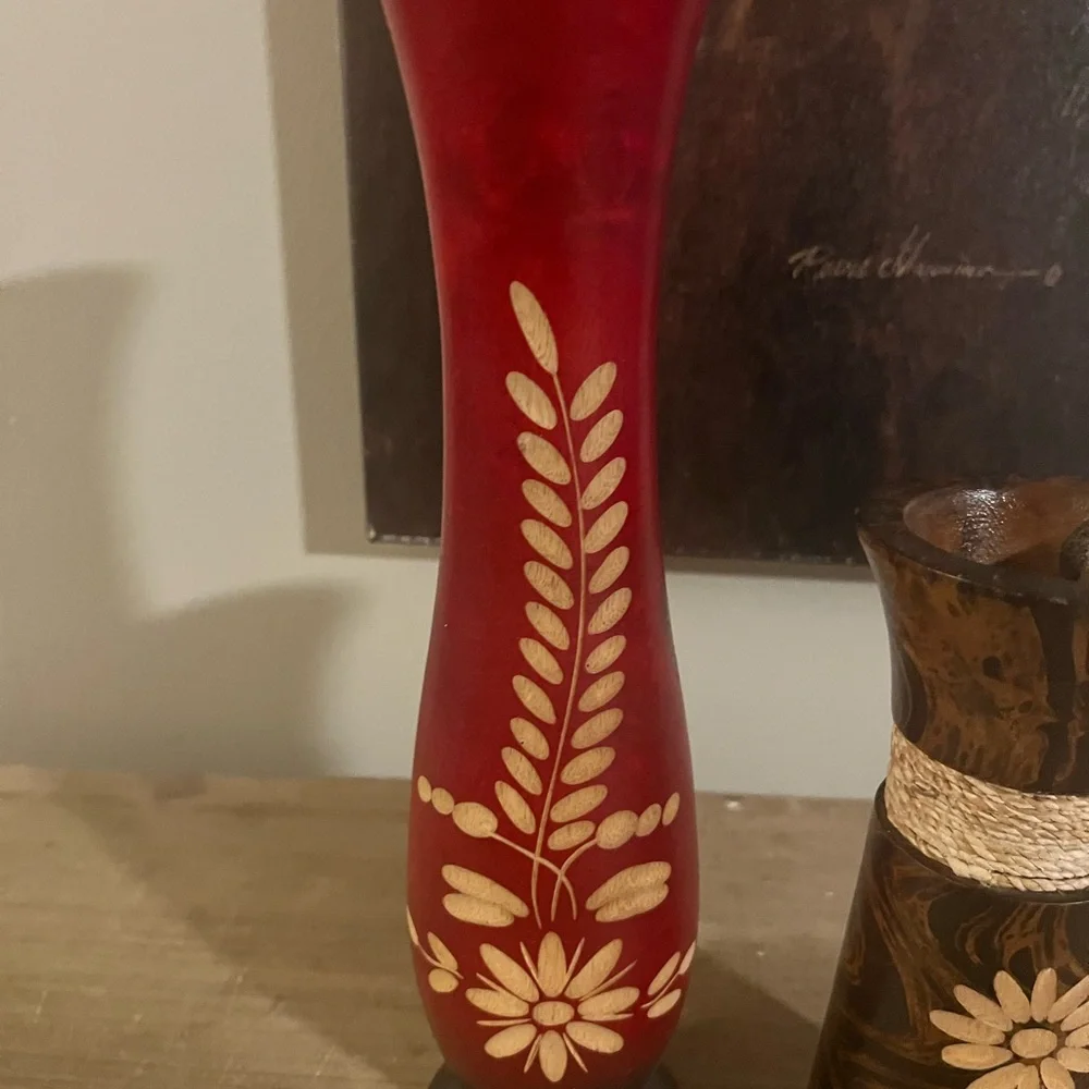 Artisan Red and Brown Floral Vases‎